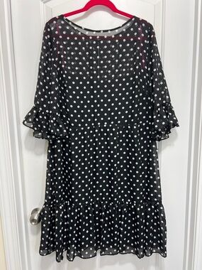 Betsey Johnson Black and White Polka Dot Midi Dress